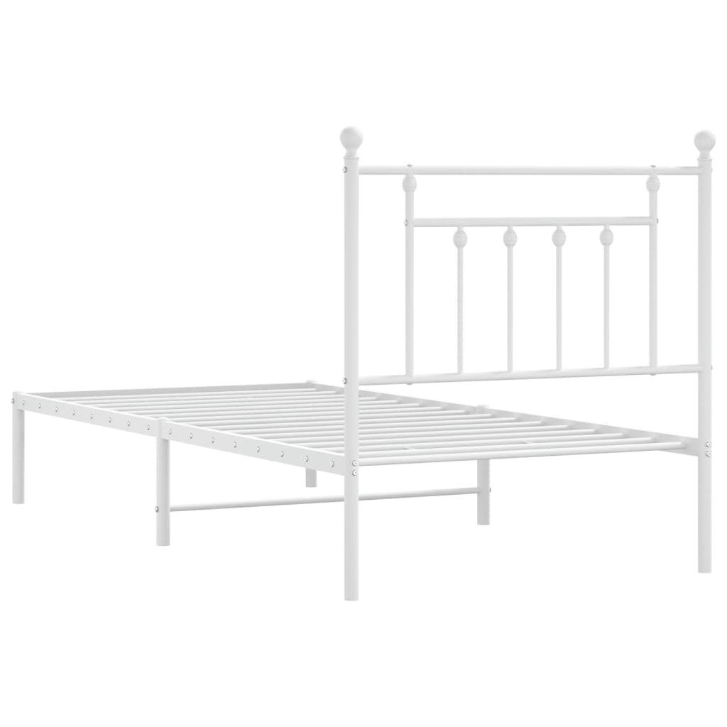 Bedframe Metaal 90 x 190 cm Wit met hoofdbord