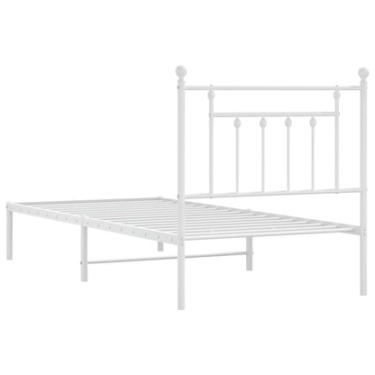 Bedframe Metaal 90 x 190 cm Wit met hoofdbord