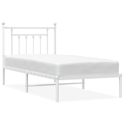 Bedframe Metaal 90 x 200 cm Wit met hoofdbord