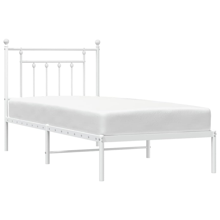 Bedframe Metaal 90 x 200 cm Wit met hoofdbord