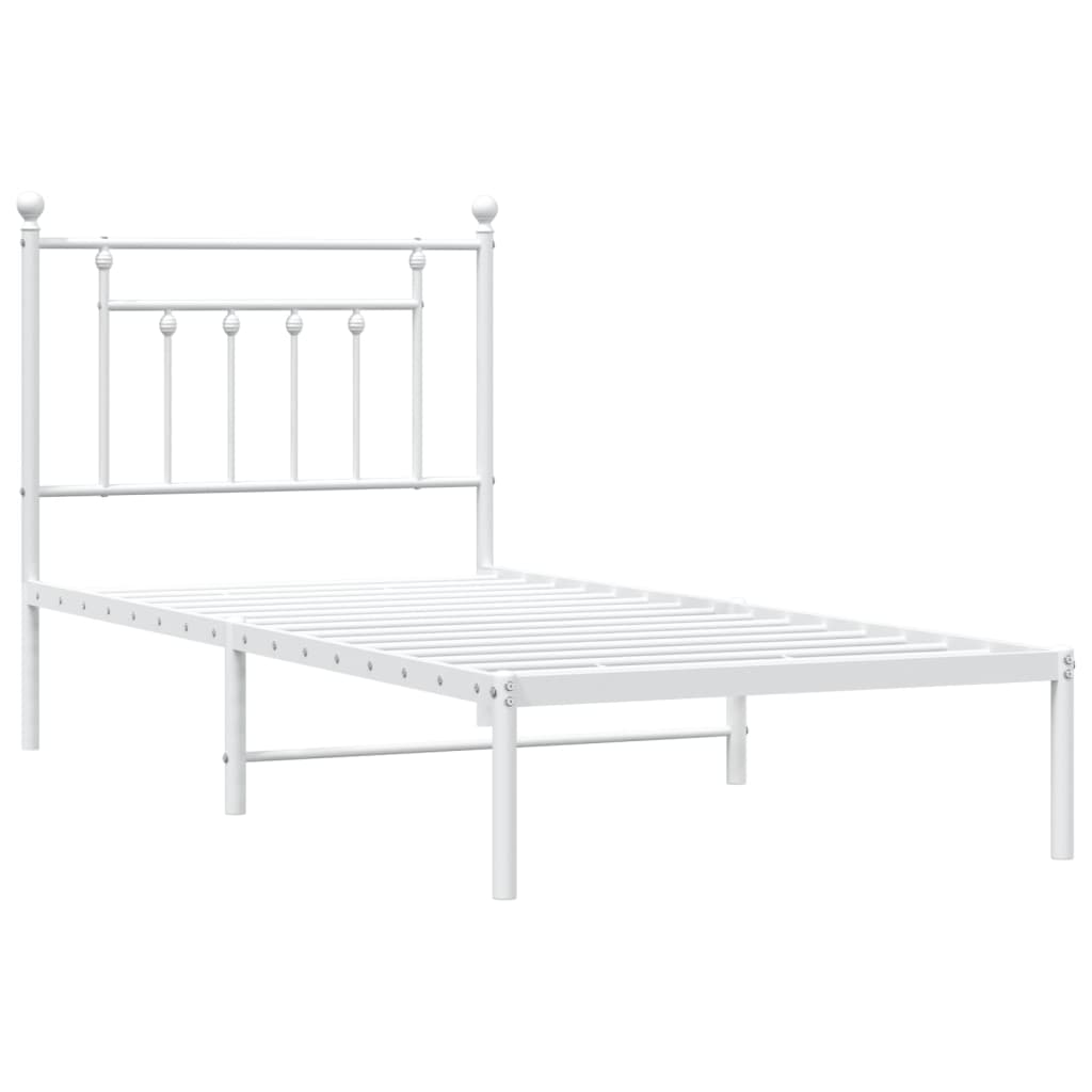 Bedframe Metaal 90 x 200 cm Wit met hoofdbord