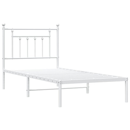 Bedframe Metaal 90 x 200 cm Wit met hoofdbord