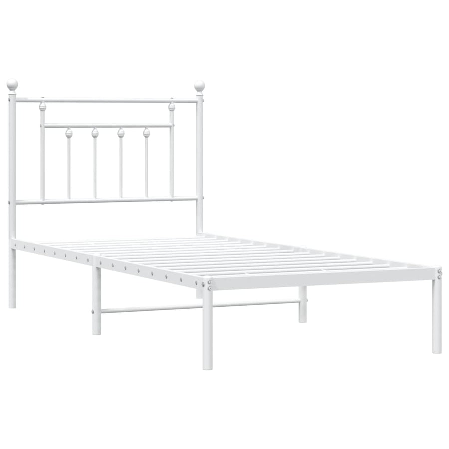 Bedframe Metaal 90 x 200 cm Wit met hoofdbord