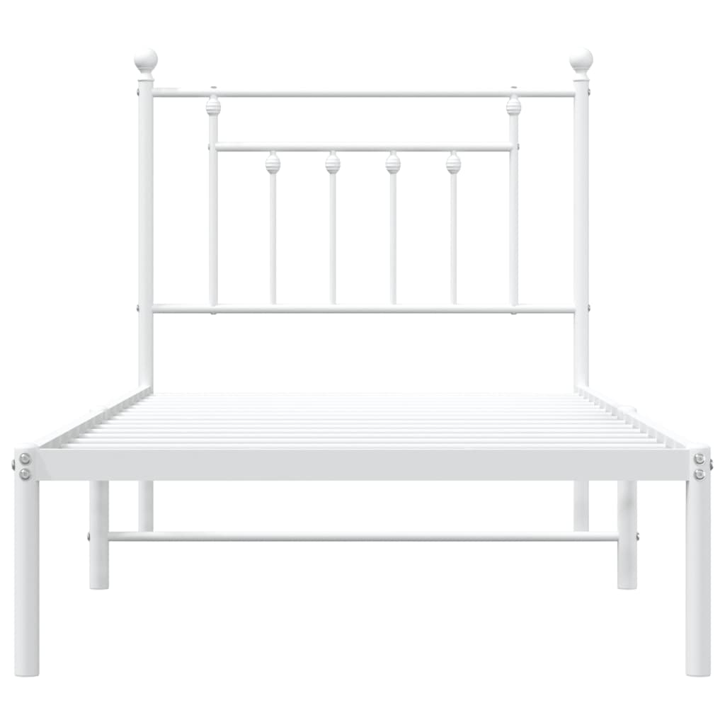 Bedframe Metaal 90 x 200 cm Wit met hoofdbord