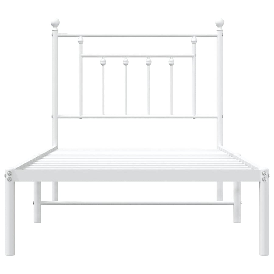 Bedframe Metaal 90 x 200 cm Wit met hoofdbord