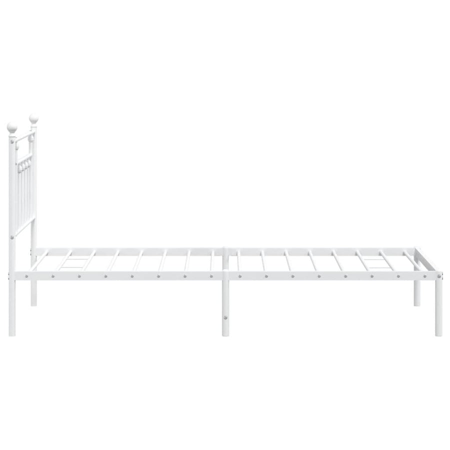 Bedframe Metaal 90 x 200 cm Wit met hoofdbord