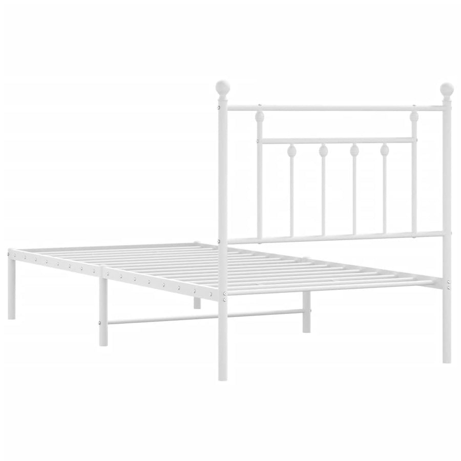 Bedframe Metaal 90 x 200 cm Wit met hoofdbord