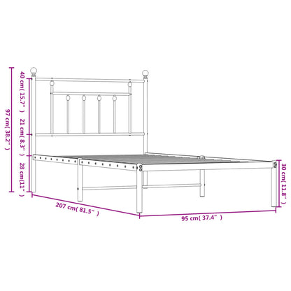 Bedframe Metaal 90 x 200 cm Wit met hoofdbord