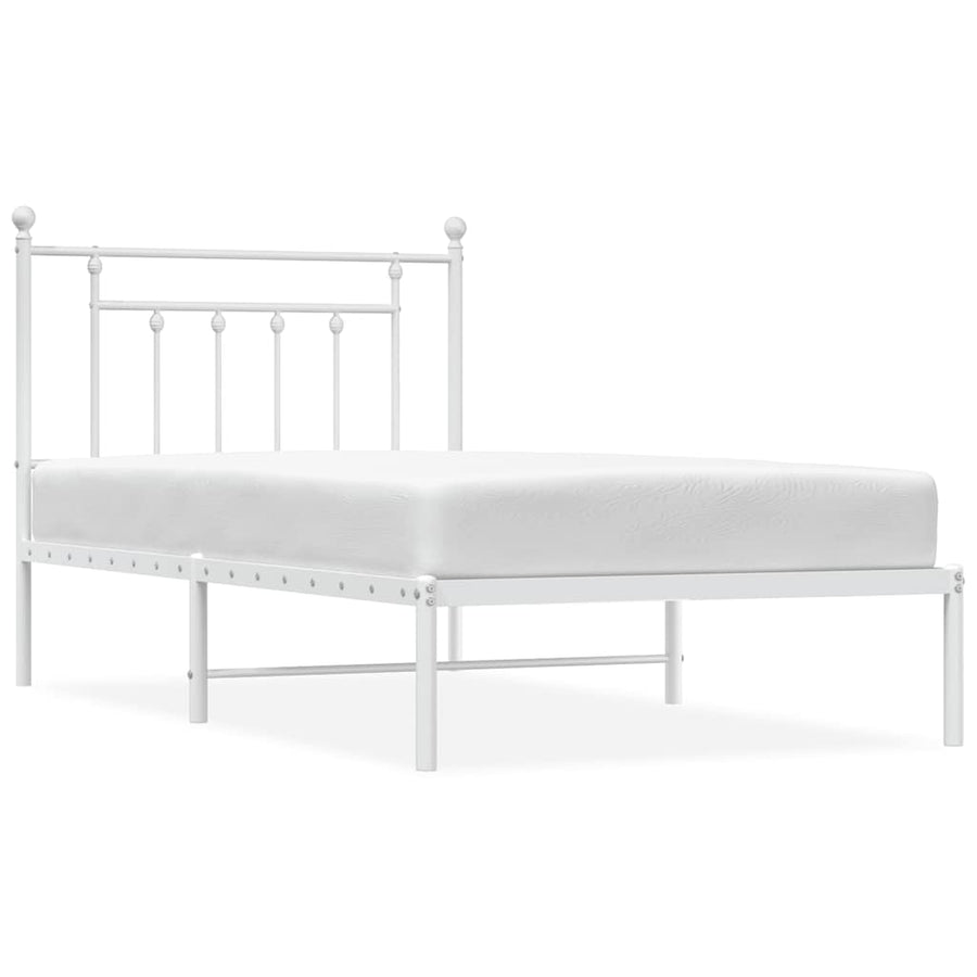 Bedframe met hoofdbord metaal wit 100x190 cm