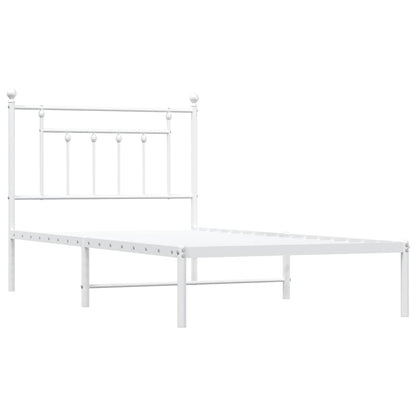 Bedframe met hoofdbord metaal wit 100x190 cm
