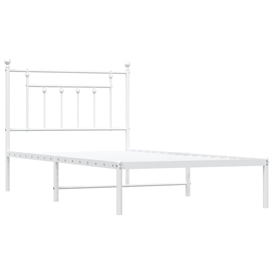 Bedframe met hoofdbord metaal wit 100x190 cm