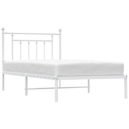 Bedframe met hoofdbord metaal wit 100x190 cm