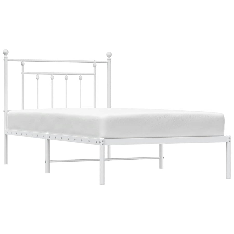 Bedframe met hoofdbord metaal wit 100x190 cm