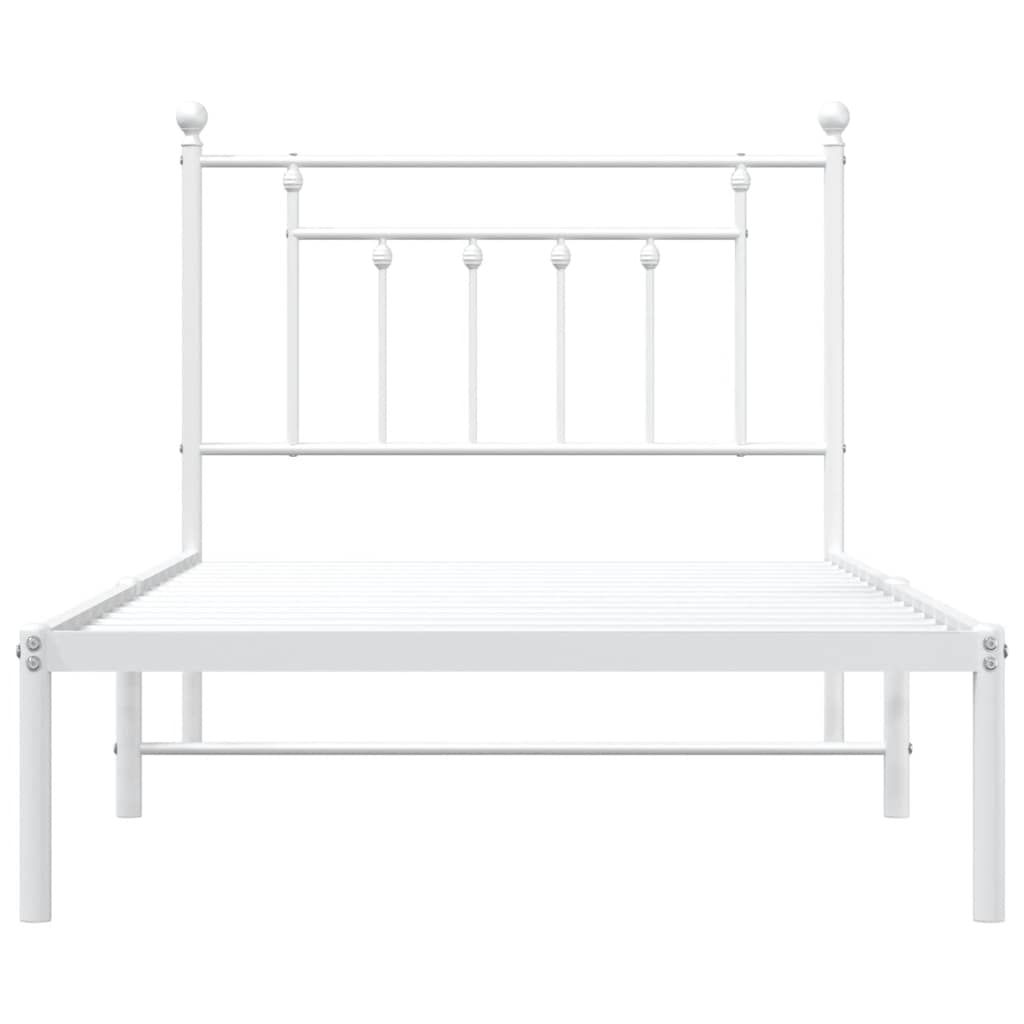 Bedframe met hoofdbord metaal wit 100x190 cm