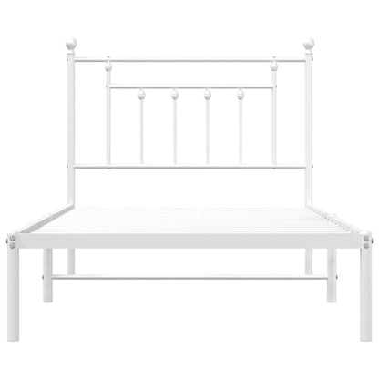 Bedframe met hoofdbord metaal wit 100x190 cm