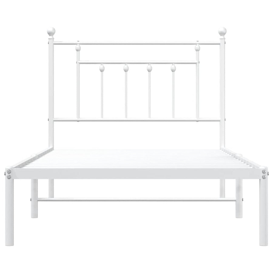 Bedframe met hoofdbord metaal wit 100x190 cm