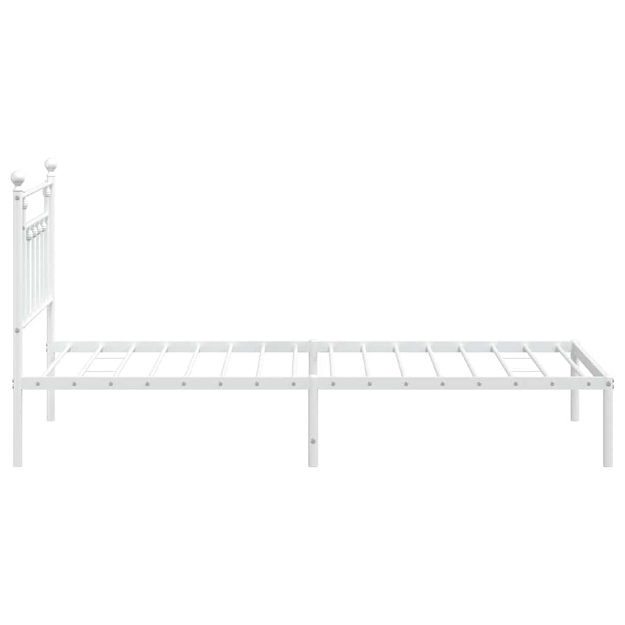 Bedframe met hoofdbord metaal wit 100x190 cm