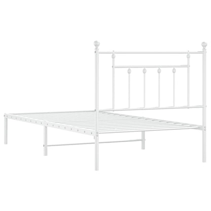 Bedframe met hoofdbord metaal wit 100x190 cm
