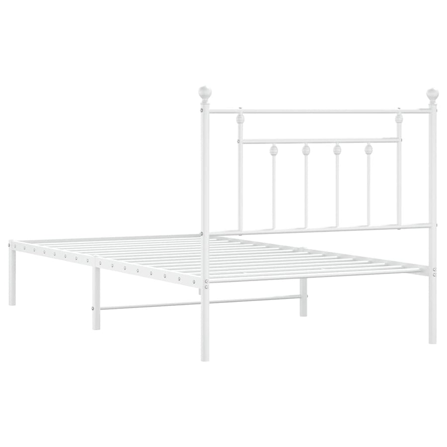 Bedframe met hoofdbord metaal wit 100x190 cm