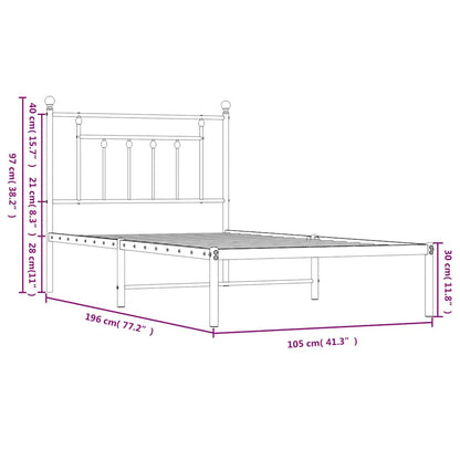 Bedframe met hoofdbord metaal wit 100x190 cm
