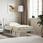 Bedframe Metaal 100 x 190 cm Wit met hoofdbord