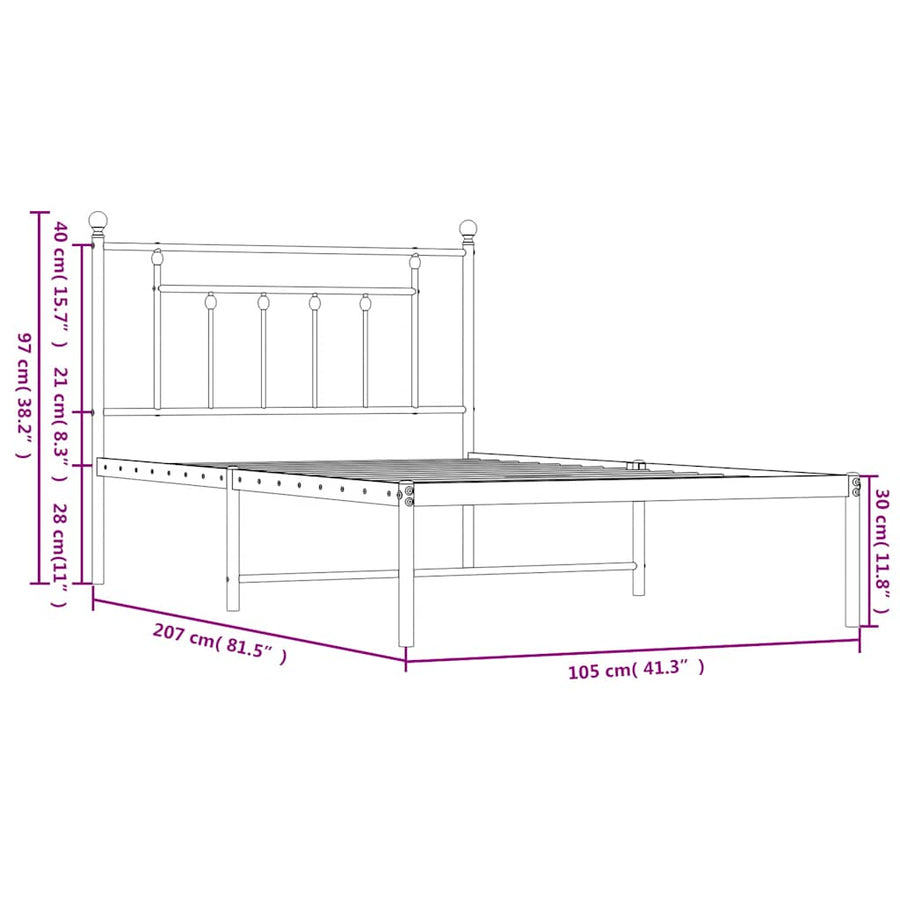 Bedframe Metaal 100 x 200 cm