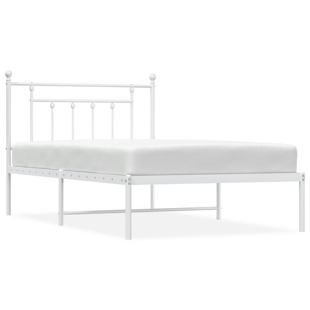 Bedframe Metaal 107 x 203 cm Wit met hoofdbord