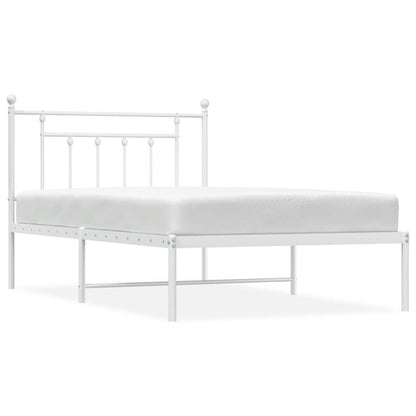 Bedframe Metaal 107 x 203 cm Wit met hoofdbord