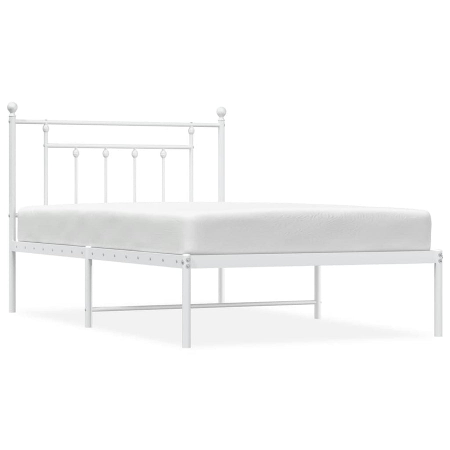 Bedframe Metaal 107 x 203 cm Wit met hoofdbord