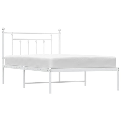 Bedframe Metaal 107 x 203 cm Wit met hoofdbord