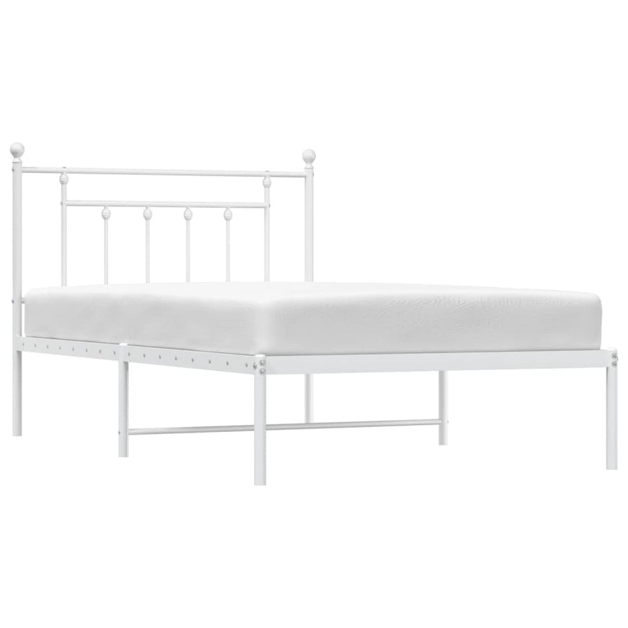 Bedframe Metaal 107 x 203 cm Wit met hoofdbord