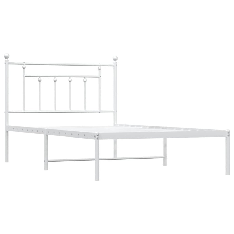 Bedframe Metaal 107 x 203 cm Wit met hoofdbord