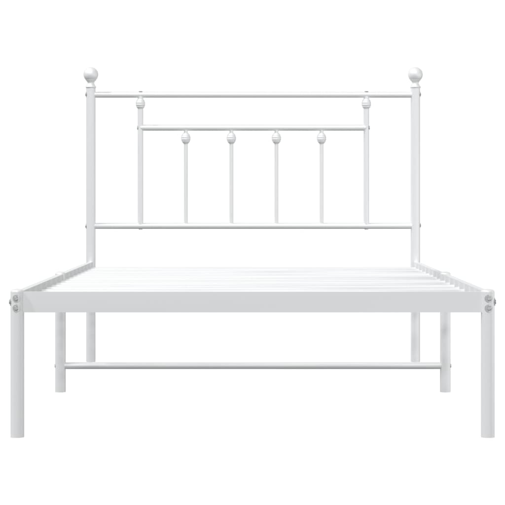 Bedframe Metaal 107 x 203 cm Wit met hoofdbord