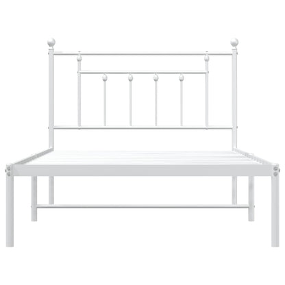 Bedframe Metaal 107 x 203 cm Wit met hoofdbord