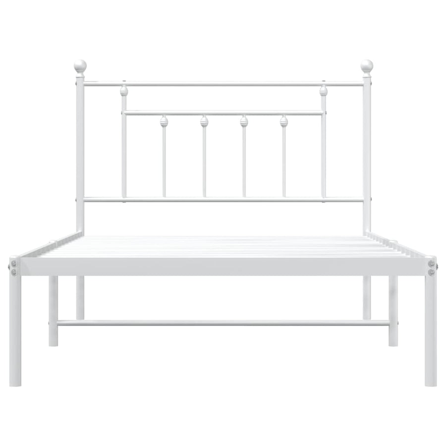 Bedframe Metaal 107 x 203 cm Wit met hoofdbord