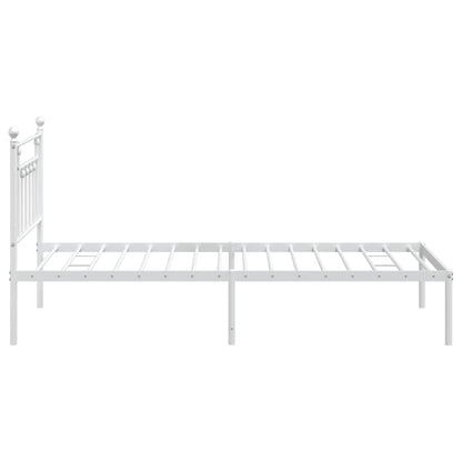 Bedframe Metaal 107 x 203 cm Wit met hoofdbord