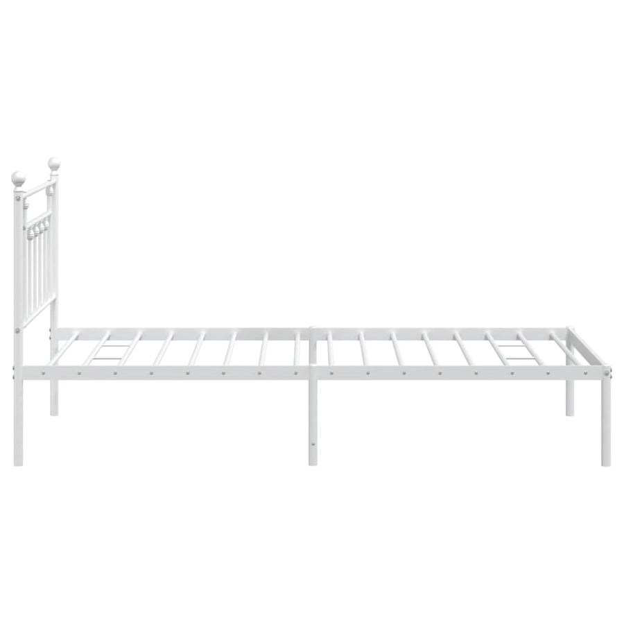 Bedframe Metaal 107 x 203 cm Wit met hoofdbord