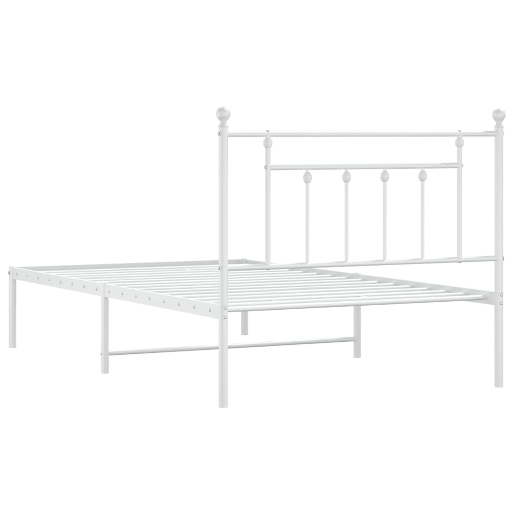 Bedframe Metaal 107 x 203 cm Wit met hoofdbord
