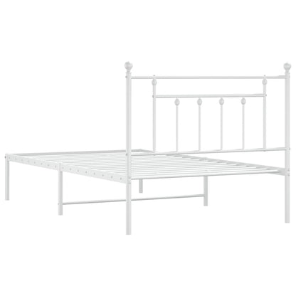 Bedframe Metaal 107 x 203 cm Wit met hoofdbord