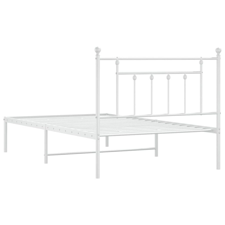 Bedframe Metaal 107 x 203 cm Wit met hoofdbord
