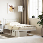 Bedframe metaal wit 107x203 cm met hoofdbord