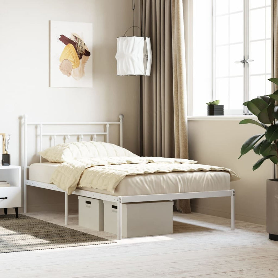 Bedframe Metaal 107 x 203 cm Wit met hoofdbord
