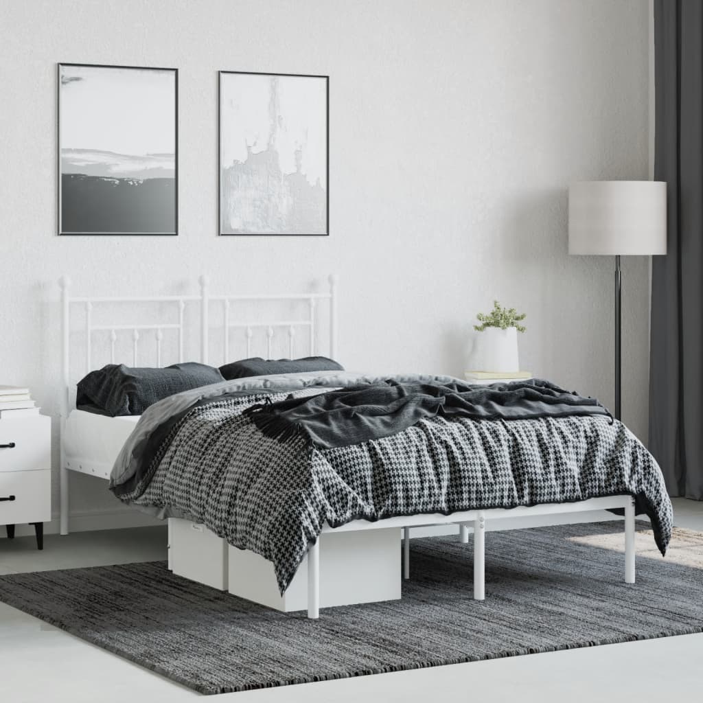 Bedframe Metaal 120 x 190 cm Wit met hoofdbord