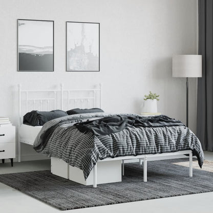Bedframe Metaal 120 x 190 cm Wit met hoofdbord