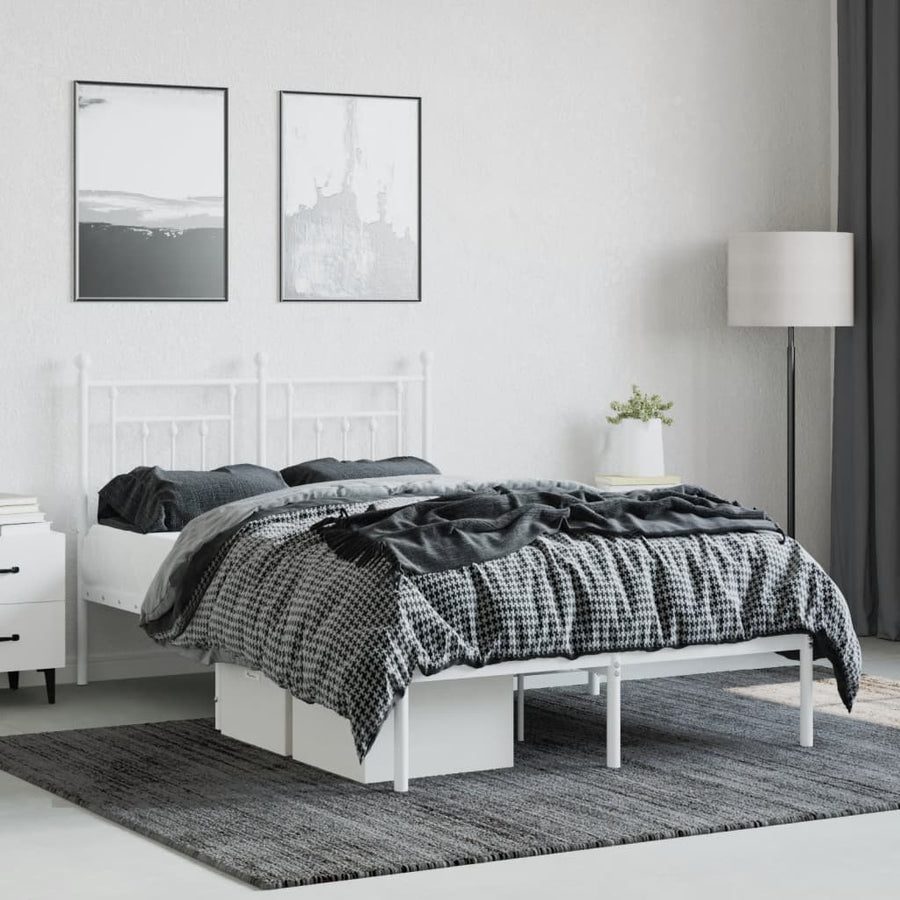 Bedframe Metaal 120 x 190 cm Wit met hoofdbord