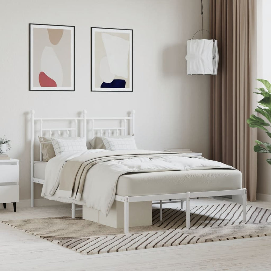 Bedframe Metaal 120 x 190 cm Wit met hoofdbord