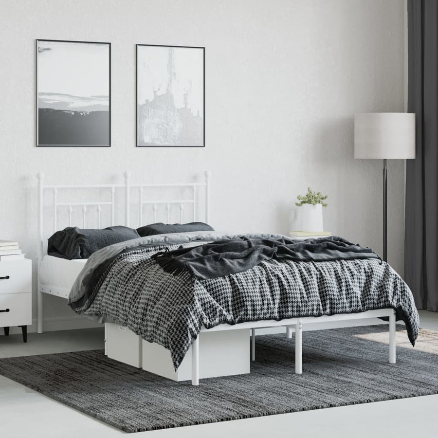 Bedframe Metaal 120 x 200 cm Wit met hoofdbord