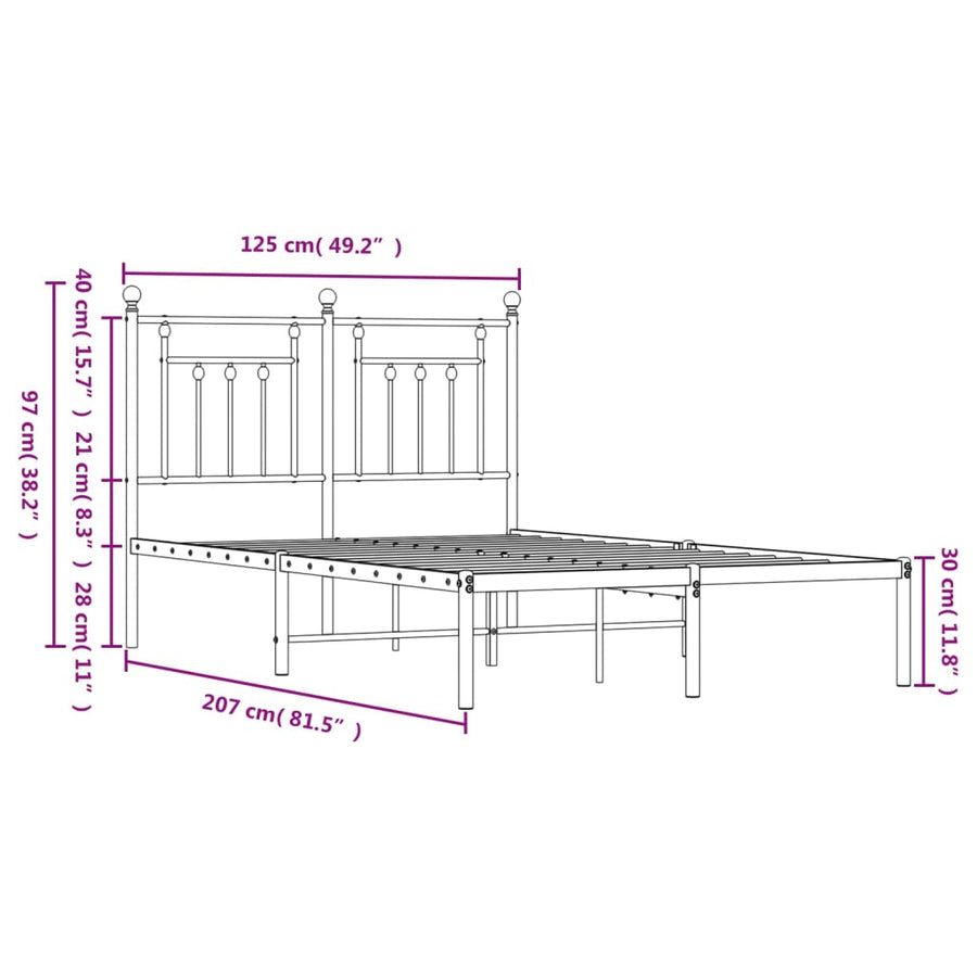 Bedframe Metaal 120 x 200 cm Wit met hoofdbord