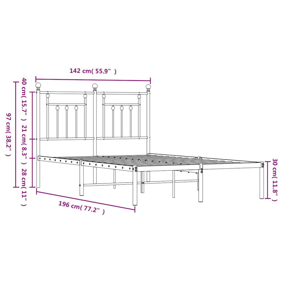 Bedframe Metaal 135 x 190 cm