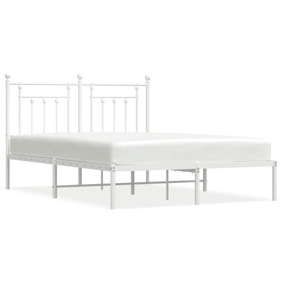 Bedframe Metaal 140 x 190 cm Wit met hoofdbord